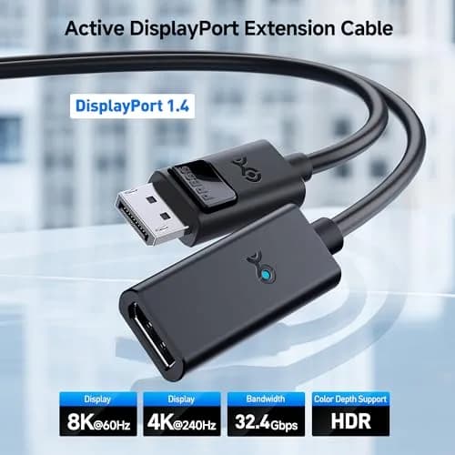 Cable Matters Active DisplayPort Extension Cable, DP 1.4, 3m (10ft) | 8K@60Hz, 32.4 Gbps Bandwidth thumbnail 2