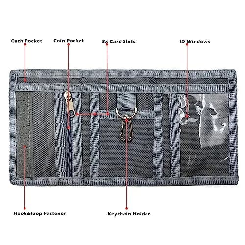 AI-DEE RFID Trifold Canvas Outdoor Sports Wallet for Kids 19cm (7.5in) | Magic Sticker Closure thumbnail 3