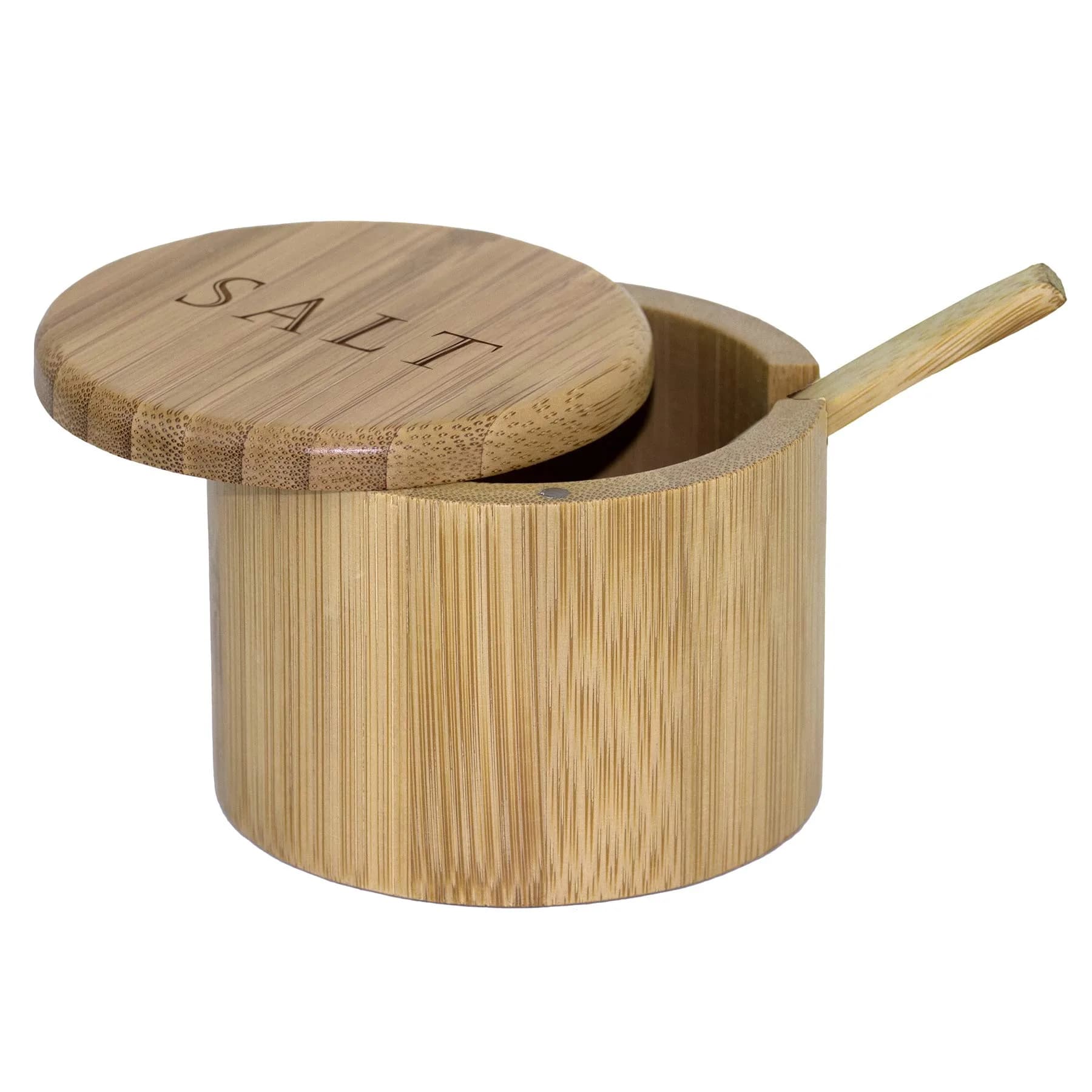 Totally Bamboo Salt Cellar with Spoon & Magnetic Lid, 177ml (6 oz) Capacity | Farmhouse Style Kitchen Storage