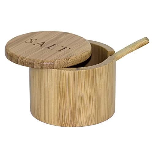 Totally Bamboo Salt Cellar with Spoon & Magnetic Lid, 177ml (6 oz) Capacity | Farmhouse Style Kitchen Storage thumbnail 1