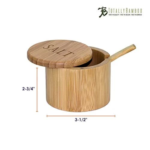 Totally Bamboo Salt Cellar with Spoon & Magnetic Lid, 177ml (6 oz) Capacity | Farmhouse Style Kitchen Storage thumbnail 6