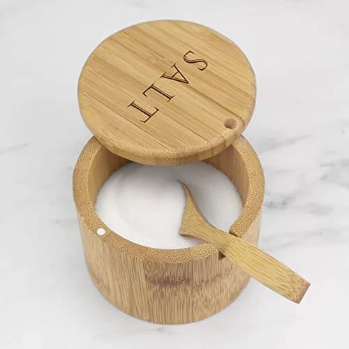 Totally Bamboo Salt Cellar with Spoon & Magnetic Lid, 177ml (6 oz) Capacity | Farmhouse Style Kitchen Storage thumbnail 3