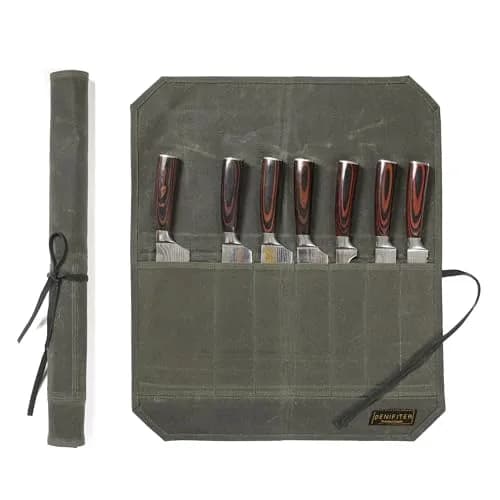 Denifiter Heavy Duty Waxed Canvas Knife Roll Bag 55cm (21") | Holds Knives up to 17" | Water Resistant thumbnail 1