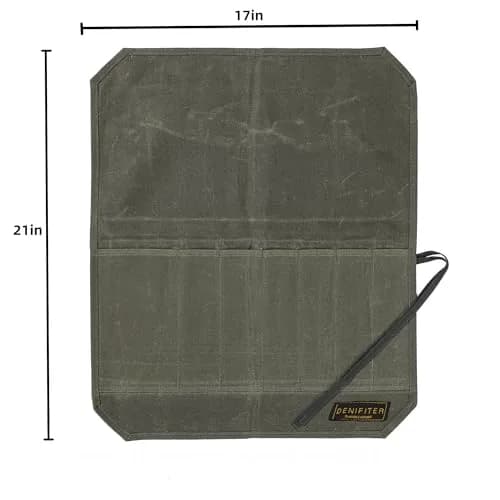 Denifiter Heavy Duty Waxed Canvas Knife Roll Bag 55cm (21") | Holds Knives up to 17" | Water Resistant thumbnail 2