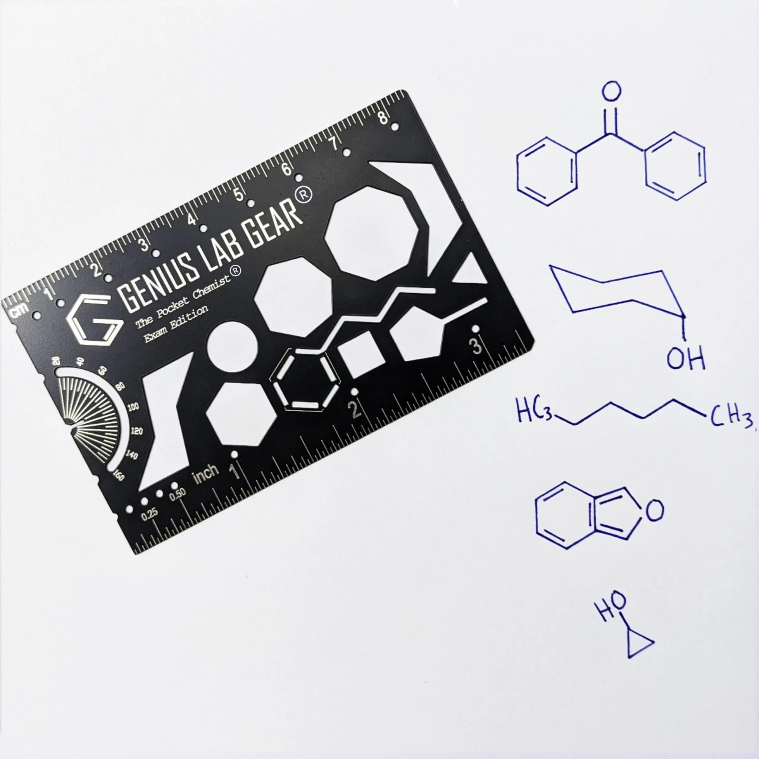 Genius Lab Gear Pocket Chemist Exam Edition: Organic Chemistry Metal Stencil Template 3 in. | Precision Lab Tool for Students & Chemists - main product image