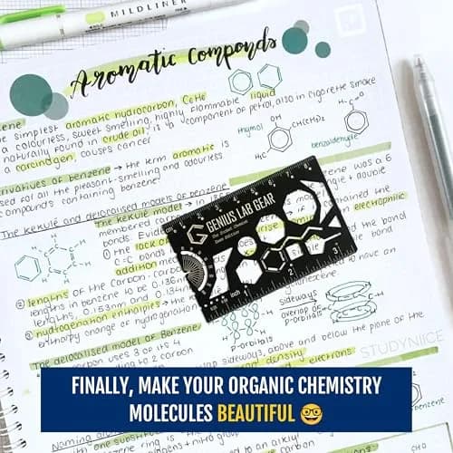 Genius Lab Gear Pocket Chemist Exam Edition: Organic Chemistry Metal Stencil Template 3 in. | Precision Lab Tool for Students & Chemists thumbnail 8