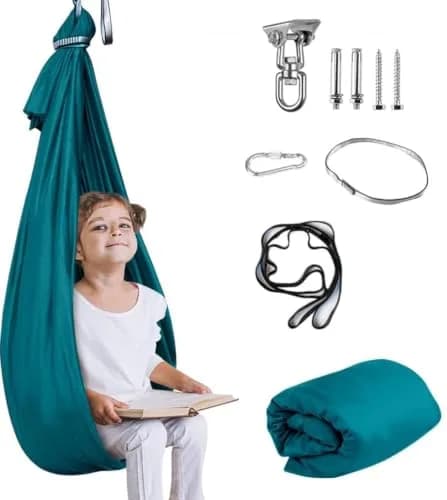 Aokitec Sensory Swing Chair for Kids & Adults, 110x63 inches (279x160 cm) | Soft Nylon Cuddle Hammock for Indoor/Outdoor Use thumbnail 1