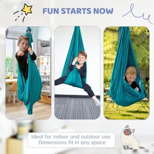 Aokitec Sensory Swing Chair for Kids & Adults, 110x63 inches (279x160 cm) | Soft Nylon Cuddle Hammock for Indoor/Outdoor Use thumbnail 6
