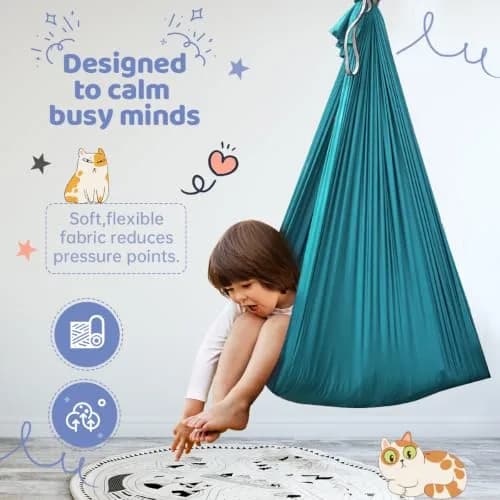 Aokitec Sensory Swing Chair for Kids & Adults, 110x63 inches (279x160 cm) | Soft Nylon Cuddle Hammock for Indoor/Outdoor Use thumbnail 2