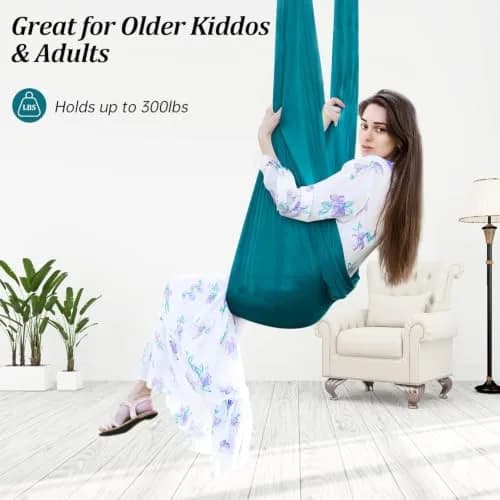 Aokitec Sensory Swing Chair for Kids & Adults, 110x63 inches (279x160 cm) | Soft Nylon Cuddle Hammock for Indoor/Outdoor Use thumbnail 3