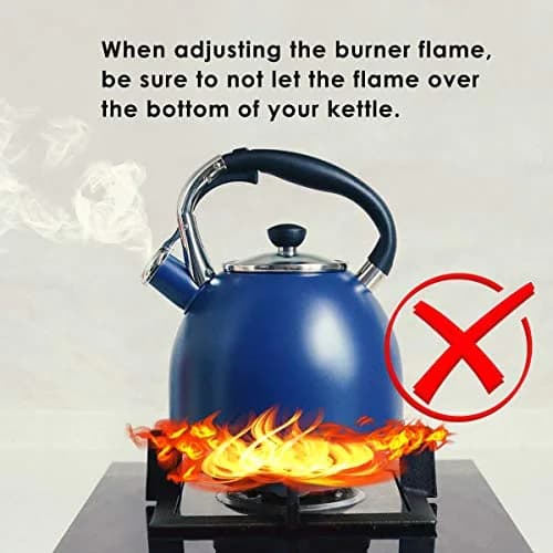 Rorence Whistling Tea Kettle for Stove Top 2.6QT (2.5L) Stainless Steel Navy Blue | Heats Water Fast thumbnail 6