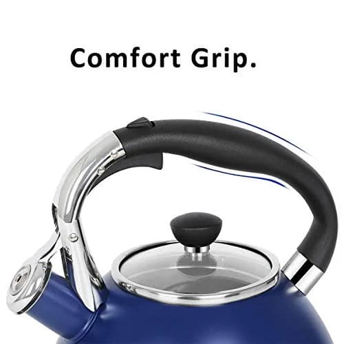 Rorence Whistling Tea Kettle for Stove Top 2.6QT (2.5L) Stainless Steel Navy Blue | Heats Water Fast thumbnail 4