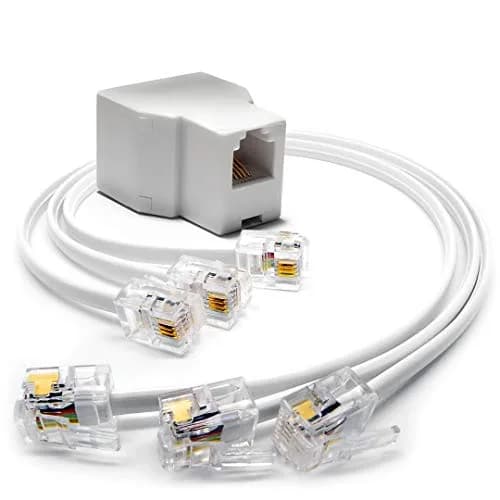 RetailAndBulk Phone Jack Splitter for Landline Duplex 6P4C | Reliable 2-In-1 RJ11 Adapter with Custom Cables (enables multiple devices) thumbnail 1