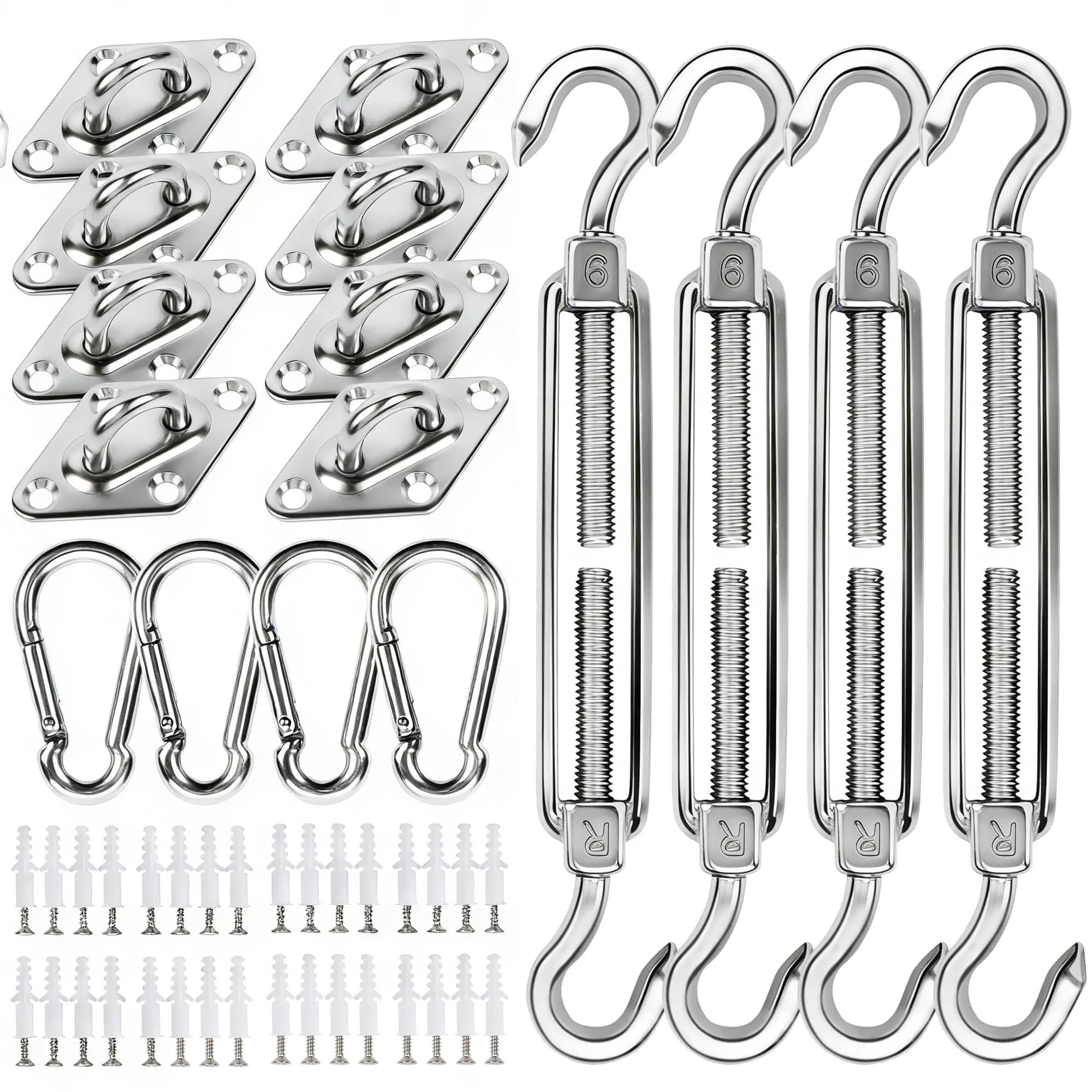 YOFIT 40 Pcs Shade Sail Hardware Kit 15.2 cm (6 Inch) | Heavy Duty 304 Stainless Steel for Patio & Garden — 8.4 in