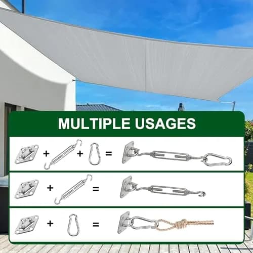 YOFIT 80-Piece Shade Sail Hardware Kit 6-8.4 inch Adjustable Turnbuckles (1.5 lb / 0.7 kg) | Heavy-Duty 304 Stainless Steel for Triangle & Rectangle Sails thumbnail 5
