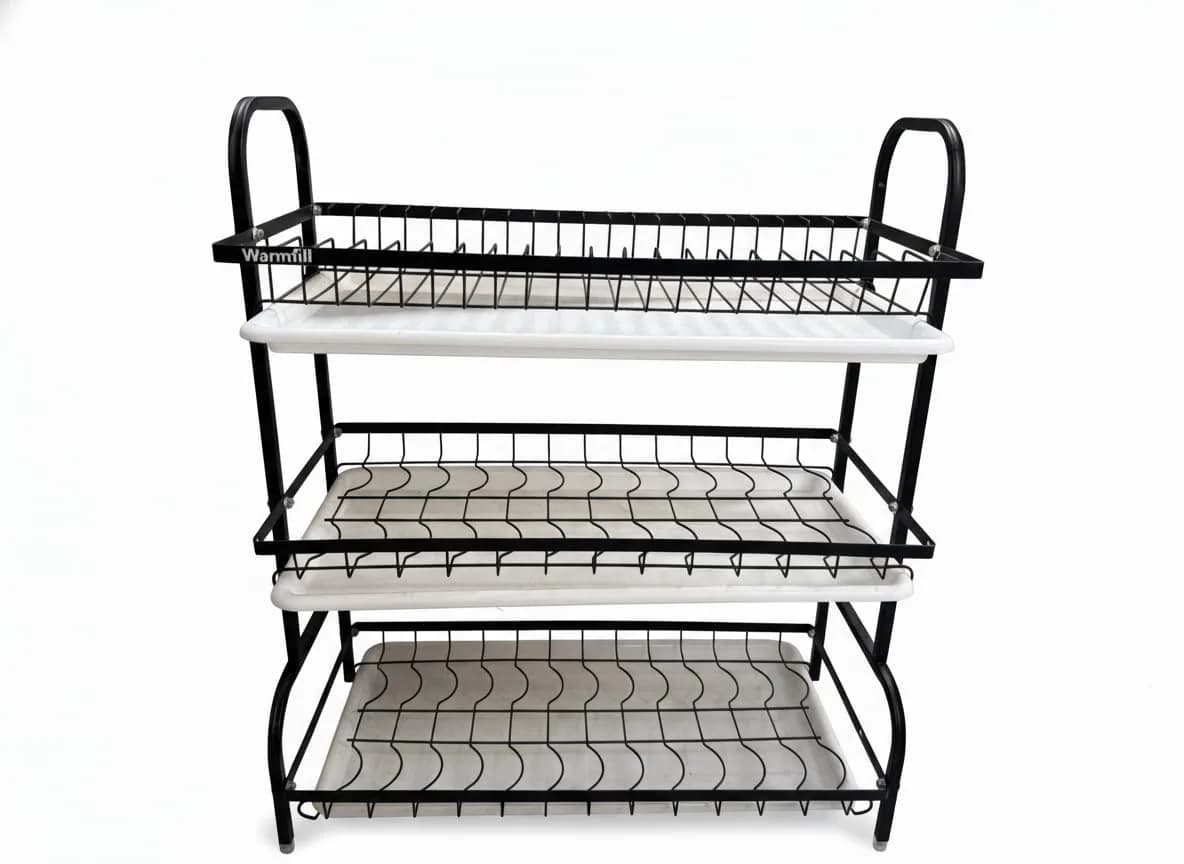 Warmfill Dish Drying Rack 3 Tier Stainless Steel Large Capacity Rustproof Kitchen Organizer - main product image