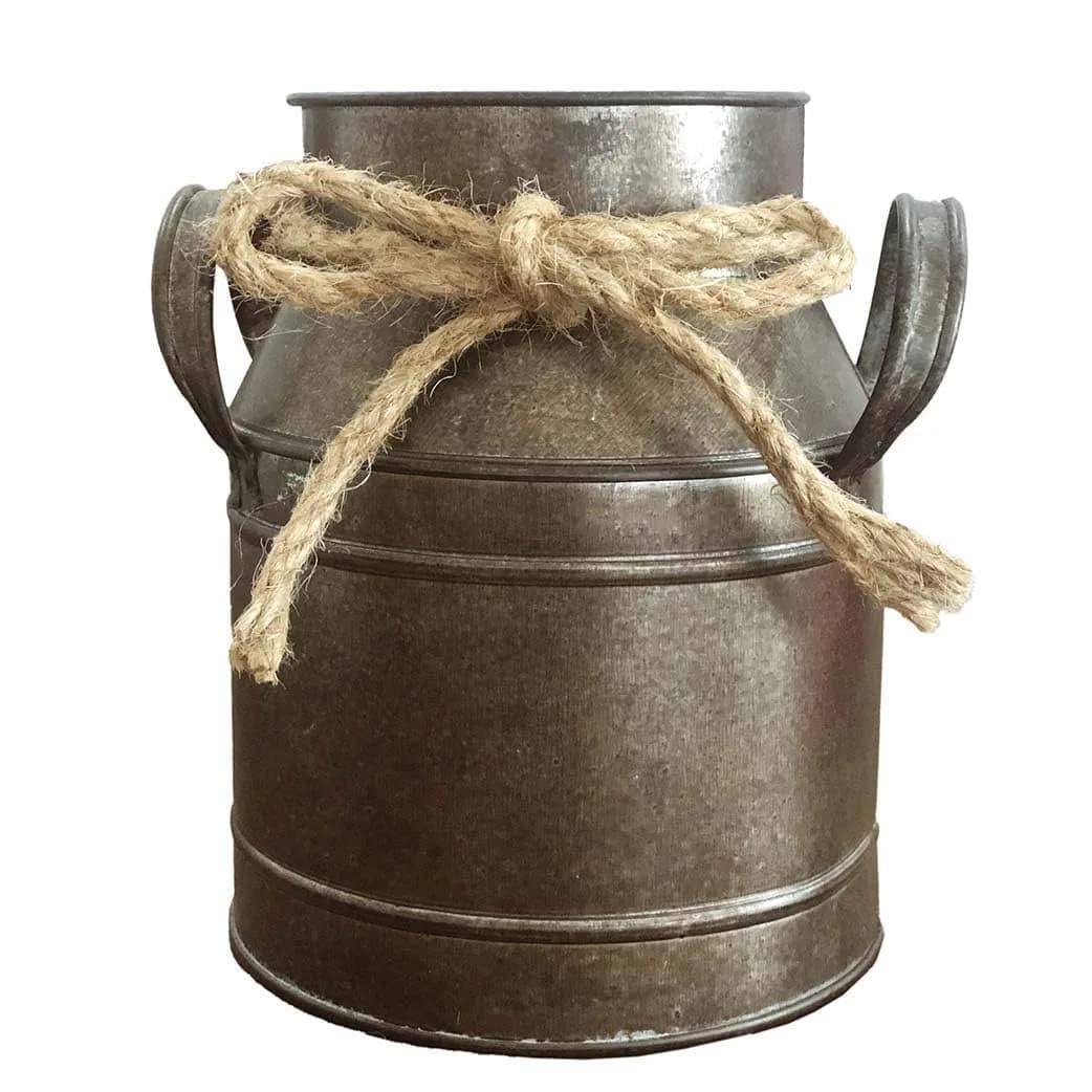 Koriste Country Flower Bronze Milk Can Planter Table Vase 15cm (6"L x 4.5"W x 5.5"H) | Rusty Bronze Iron Decorative Accent - main product image
