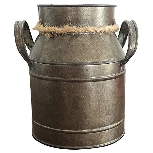 Koriste Country Flower Bronze Milk Can Planter Table Vase 15cm (6"L x 4.5"W x 5.5"H) | Rusty Bronze Iron Decorative Accent thumbnail 5