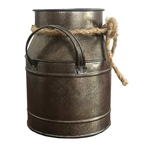 Koriste Country Flower Bronze Milk Can Planter Table Vase 15cm (6"L x 4.5"W x 5.5"H) | Rusty Bronze Iron Decorative Accent thumbnail 6