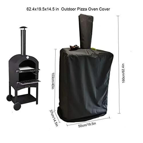 J&C Outdoor Pizza Oven Cover - Black Weather Resistant 160x50x37cm (62.5x19.5x14.5in) | Protects from Rain, Snow, Dust thumbnail 2