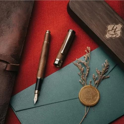 Wordsworth & Black Bamboo Wood Fountain Pen Set with Medium Nib | German Iridium Nib, Luxury Gift Box, 15.6 cm (6.1 in) thumbnail 5