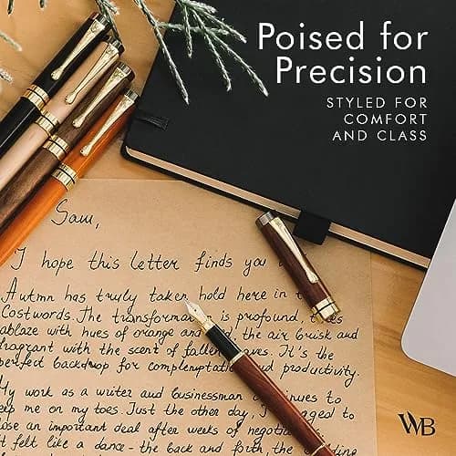 Wordsworth & Black Bamboo Wood Fountain Pen Set with Medium Nib, 14.1cm (5.55in) | German Iridium Nib for Smooth Writing thumbnail 6