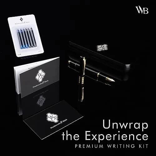 Wordsworth & Black Bamboo Wood Fountain Pen Set with Medium Nib, 14.1cm (5.55in) | German Iridium Nib for Smooth Writing thumbnail 3