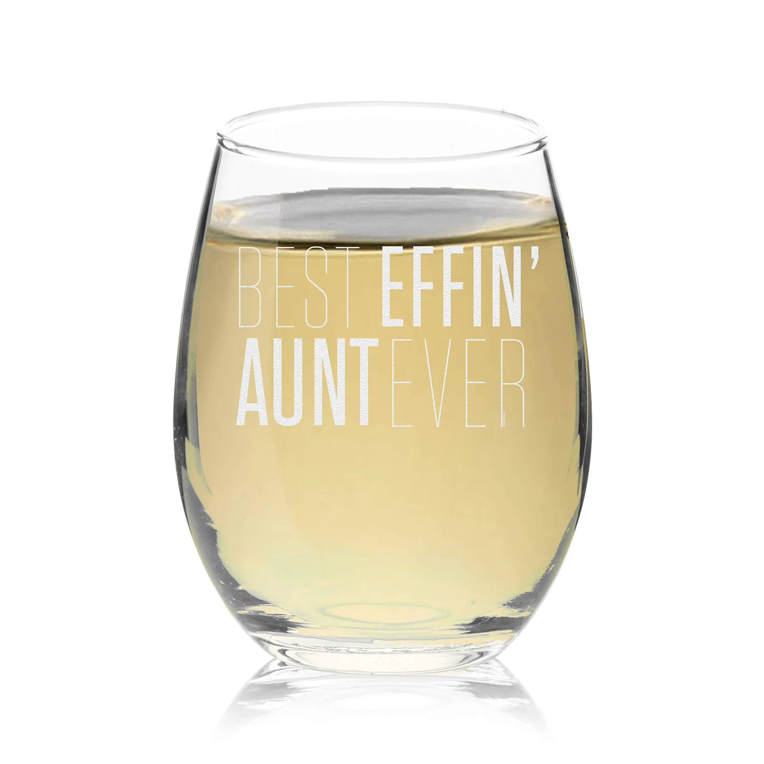 Veracco 15 oz Stemless Wine Glass Best Effin' Aunt Ever | Elegant, Durable & Dishwasher Safe — Clear
