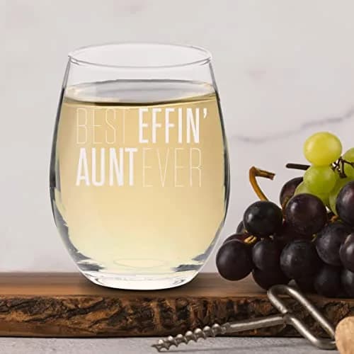 Veracco 15 oz Stemless Wine Glass Best Effin' Aunt Ever | Elegant, Durable & Dishwasher Safe thumbnail 8