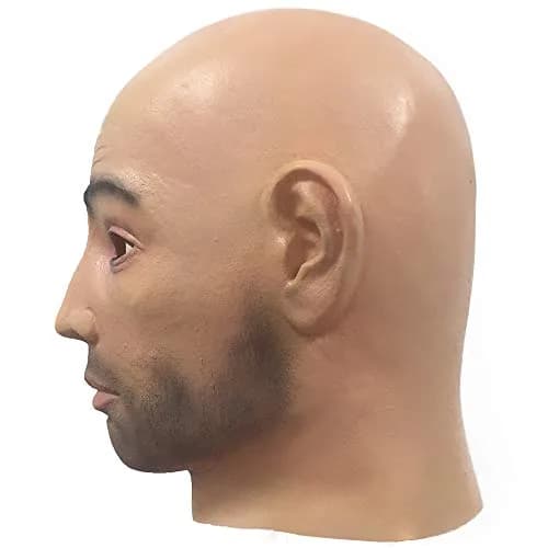 zhongcai Realistic Human Latex Mask Head (Male A) Yellow | Halloween Masquerade Costume thumbnail 4