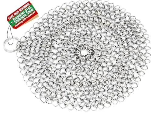 AMAGABELI GARDEN & HOME 8-inch Round Chainmail Scrubber | 316L Stainless Steel for Cast Iron Pans thumbnail 1