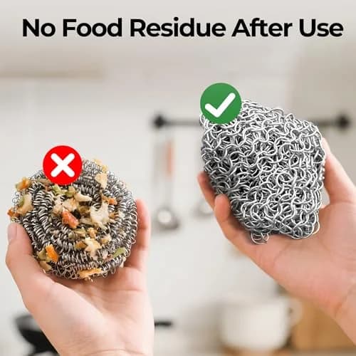 AMAGABELI GARDEN & HOME 8-inch Round Chainmail Scrubber | 316L Stainless Steel for Cast Iron Pans thumbnail 6