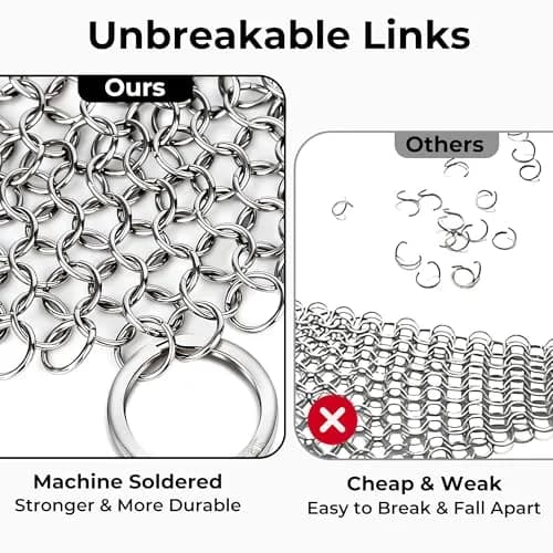 AMAGABELI GARDEN & HOME 8-inch Round Chainmail Scrubber | 316L Stainless Steel for Cast Iron Pans thumbnail 3