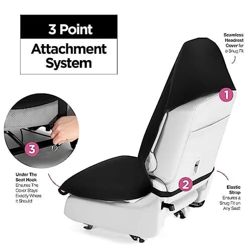 lebogner Waterproof Sweat Towel Car Seat Cover for Gym, Running, Swimming, Beach, Hiking | Universal Fit Anti-Slip Bucket Seat Protector (Black, 1-Pack) thumbnail 2