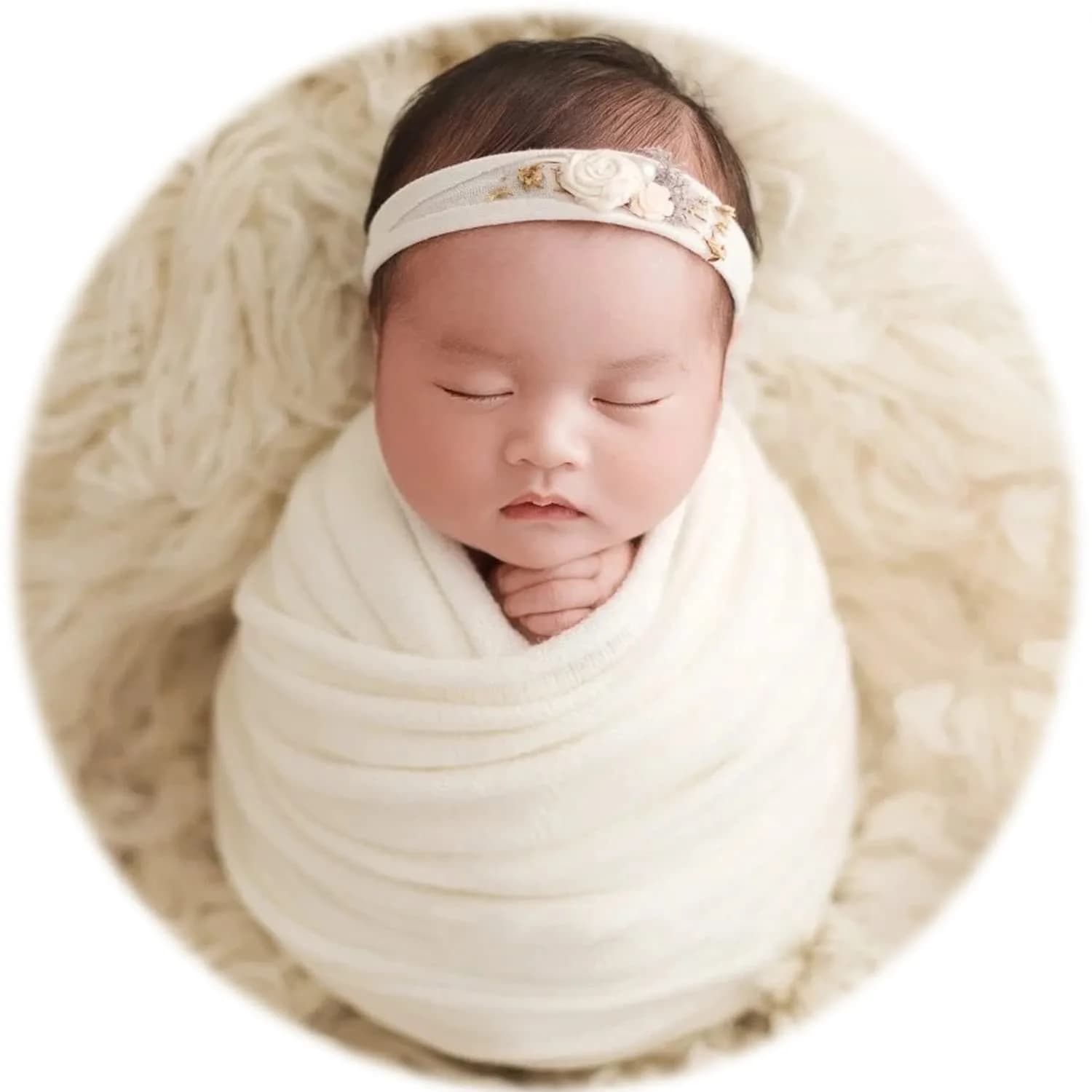 Zeroest Newborn Photography Wrap Baby Photo Prop Blanket (White, Small) | Soft Nylon & Spandex for Newborns