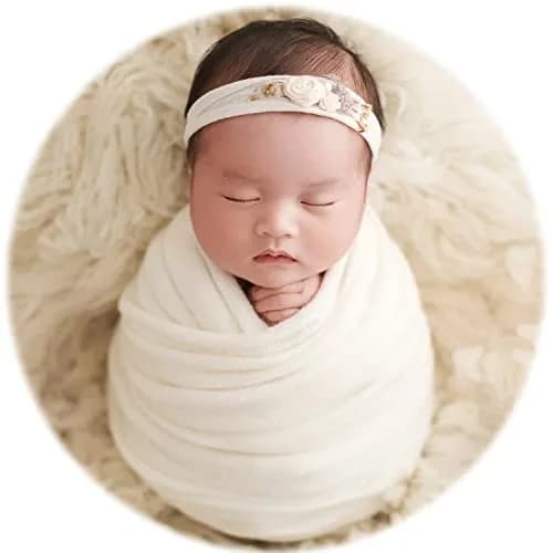 Zeroest Newborn Photography Wrap Baby Photo Prop Blanket (White, Small) | Soft Nylon & Spandex for Newborns thumbnail 1