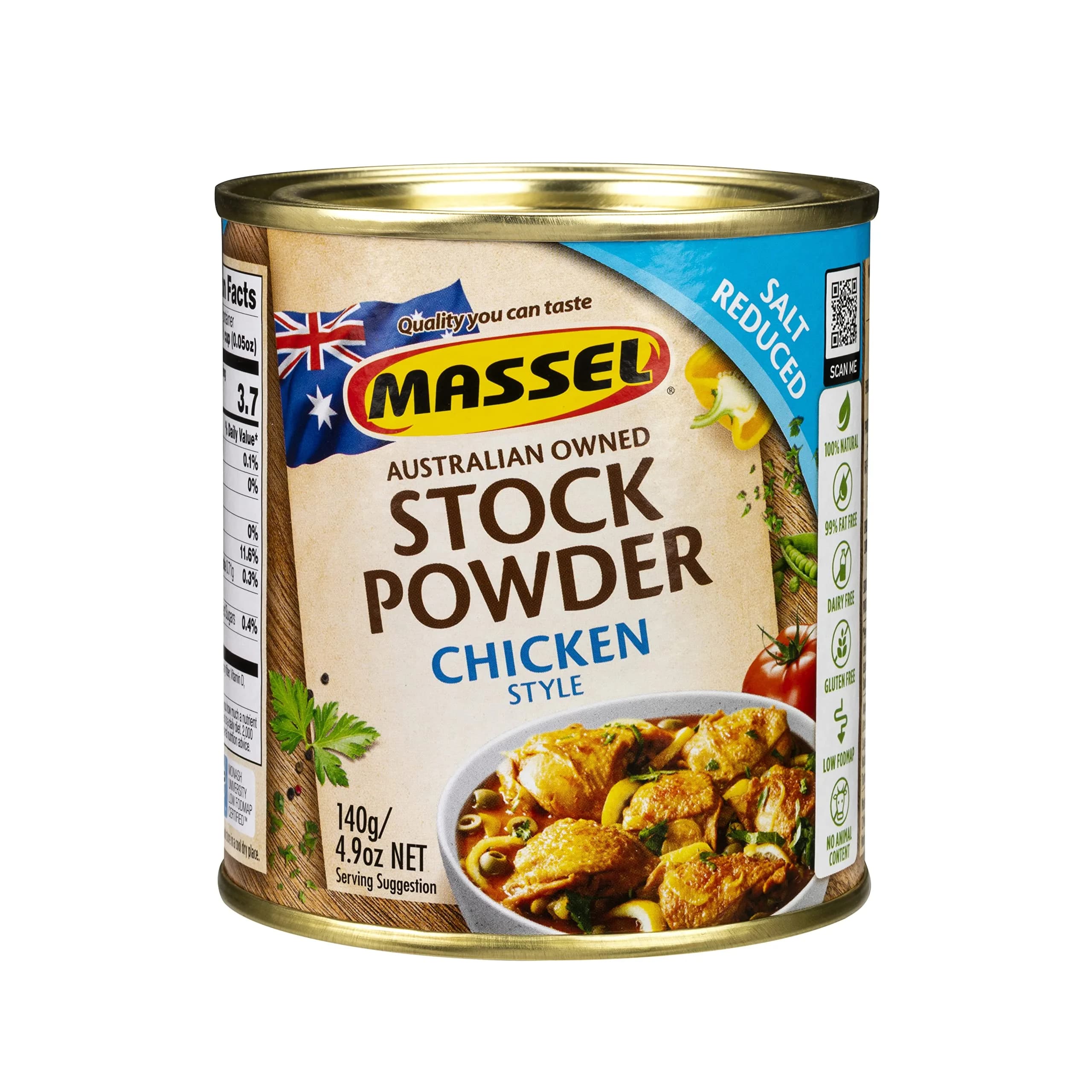 Massel Vegetable Style Bouillon Powder 2.27 kg (5.9 oz) | Certified Low FODMAP & Gluten Free — Salt Reduced Chicken Style / 4.9 Ounce