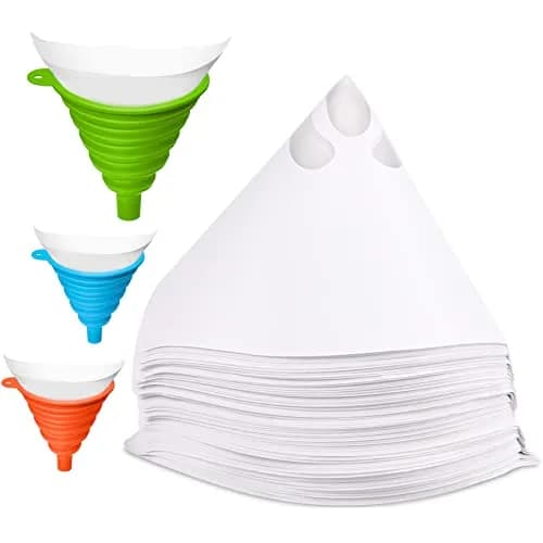 JANYUN 300 Pcs Paint Filter Strainer with Silicone Funnel | 149 Micron Nylon Mesh Cone for Automotive Spray Paint thumbnail 1