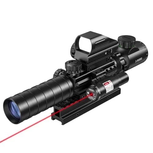 MidTen 3-9x32 4-in-1 Scope Combo with Dual Illuminated Scope Optics & Laser Rangefinder | Aim & Shoot thumbnail 1
