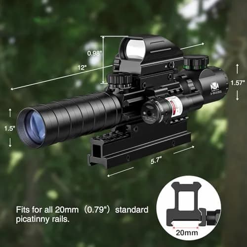 MidTen 3-9x32 4-in-1 Scope Combo with Dual Illuminated Scope Optics & Laser Rangefinder | Aim & Shoot thumbnail 7