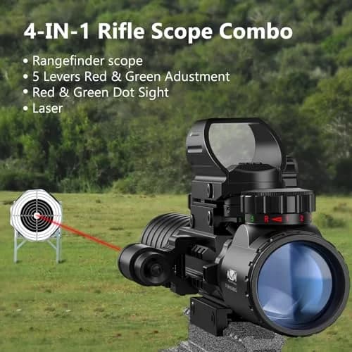 MidTen 3-9x32 4-in-1 Scope Combo with Dual Illuminated Scope Optics & Laser Rangefinder | Aim & Shoot thumbnail 3