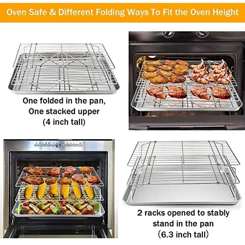 TeamFar Cooling Rack, 5-Tiers Stainless Steel Baking Cooling Wire Rack | Heavy Gauge, Stackable & Dishwasher Safe thumbnail 5