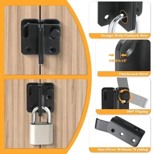 Alise Heavy Duty Flip Latch Gate Latch, Matte Black Stainless Steel Door Lock | For Barn Wood Fence Sliding Doors thumbnail 5
