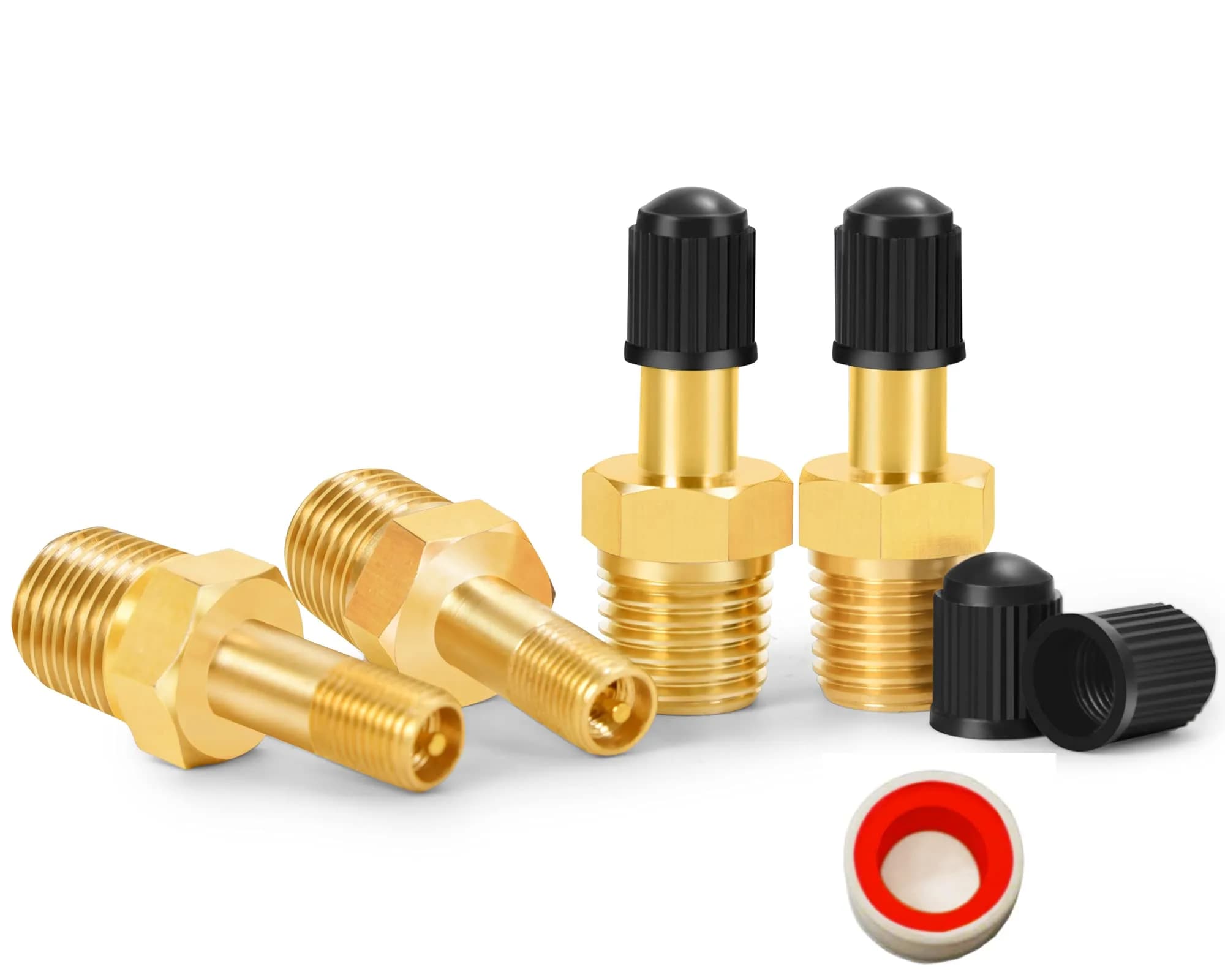 GODESON 1/4" NPT Brass Schrader Tank Valve 4-Pack | Anti-Corrosion, 200 PSI Max Working Pressure