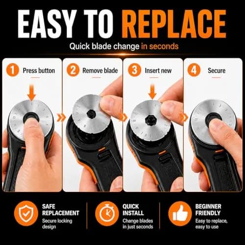 Kingsource 60mm Rotary Cutter Blades 10 Pack SKS-7 Steel | Precision Cutting for Quilting & Fabric thumbnail 6