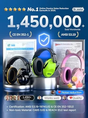 Dr.meter FM-1B Noise Cancelling Earmuffs for Adults & Kids | 31dB SNR (26dB NRR) Noise Reduction thumbnail 6