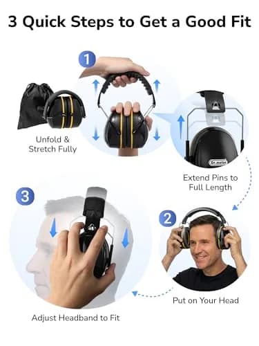 Dr.meter FM-1B Noise Cancelling Earmuffs for Adults & Kids | 31dB SNR (26dB NRR) Noise Reduction thumbnail 8