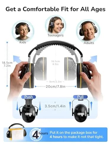Dr.meter FM-1B Noise Cancelling Earmuffs for Adults & Kids | 31dB SNR (26dB NRR) Noise Reduction thumbnail 9