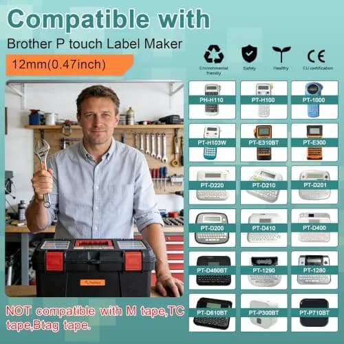 TITBIT Compatible TZe Tape with Brother Orange P Touch Label Maker 12mm Laminated | Black on Fluoresent Orange, 2-Pack thumbnail 3