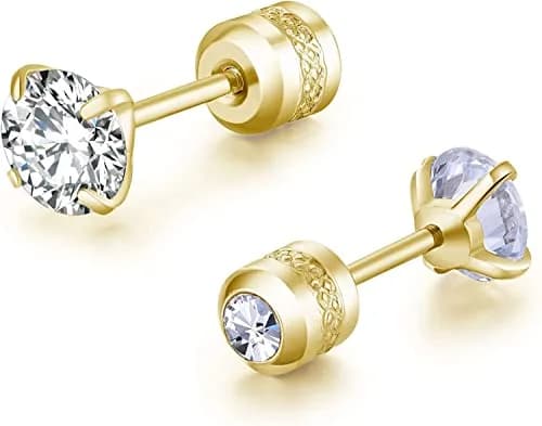 Comelyjewel Hypoallergenic Double Round Cubic Zirconia Stud Earrings Set 6mm (0.24 inches) | 5 Pairs Stainless Steel Pierced Earrings for Men & Women thumbnail 2